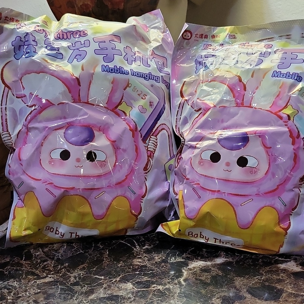 Cureplaneta Baby Three Phone Bag Plush Blind Box Animation Pink Yellow White